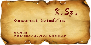Kenderesi Szimóna névjegykártya